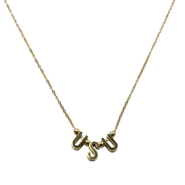 USU Letter Chain Necklace Gold